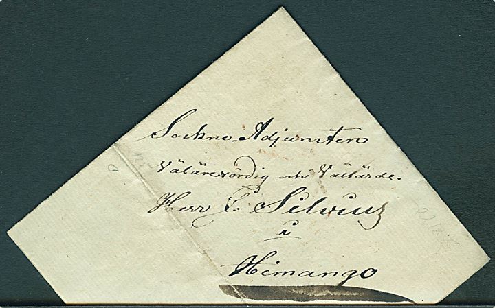 1855. Foldebrev med indhold dateret d. 2.2.1855 til Himango. 