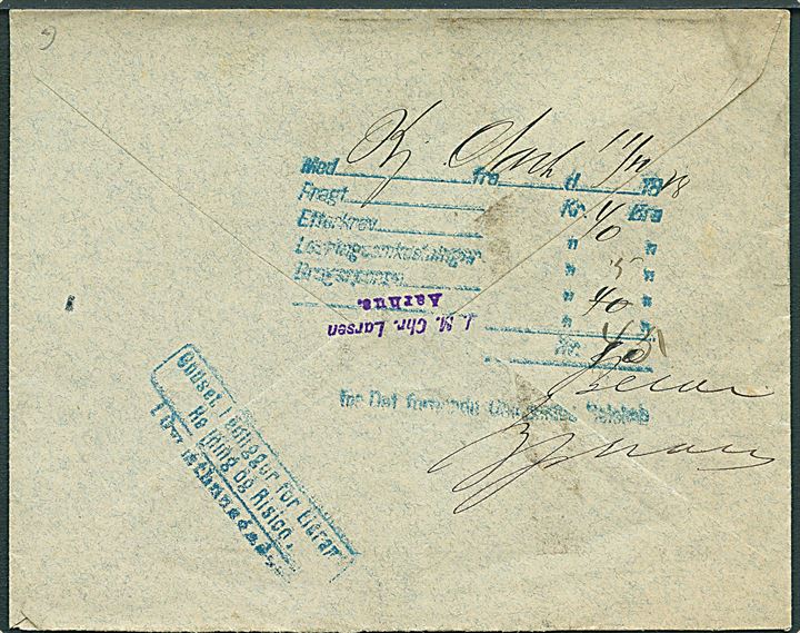1878. Fragtbrev for dampskibsgods sendt med DFDS fra Aarhus d. 11.11.1878 til Kjøbenhavn. På bagsiden flere stempler.