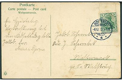 5 pfg. Germania på brevkort annulleret Hoptrup d. 6.12.1912 til Sønder Vilstrup.