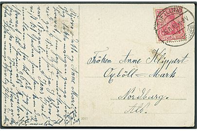 10 pfg. Germania på brevkort stemplet Toftlund (Kr. Hadersleben) d. 26.6.1919 til Nordborg, Als.
