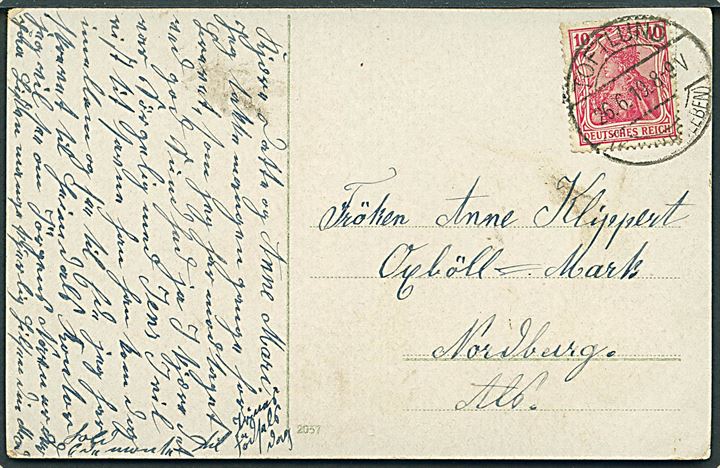 10 pfg. Germania på brevkort stemplet Toftlund (Kr. Hadersleben) d. 26.6.1919 til Nordborg, Als.