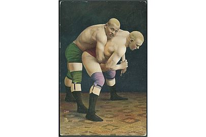 Ringkampfer. Untergriff von hinten. Raphael Tuck & Sons, Oilette serie Ringkampfer no. 377 B. 