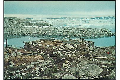Grønland. Beboelseshytte ved fangstpladsen Umivik. KGH no. 136. Trykt af Vang Rasmussen Ltd. 