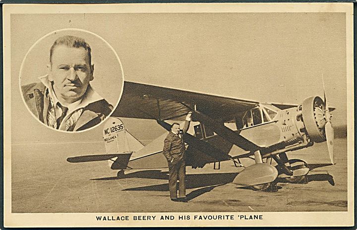 Skuespilleren Wallace Berry med Bellanca CH-400 Skyrocket NC12635. Uden adresselinier.