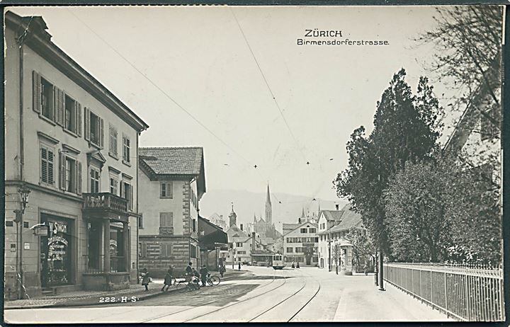 Zúrich, Birmendorferstrasse. Med sporvogn linie 3. H. S. no. 222. 