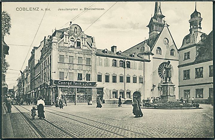 Tyskland. Coblenz A. RH. Jesuitenplatz u. Rheinstrasse. Louis Glaser no. 3716. 