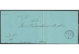 1865. Ufrankeret tjenestebrev mærket D.S. med 2-ringsstempel Hadersleben d. 20.3.1865 til Haderslev Amtsstue.