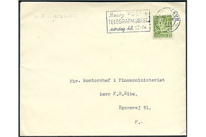 15 øre Fr. IX med perfin C.K.H. (Rederiet C.K.Hansen/Dannebrog) på brev med afs.-stempel Amaliegade 35 (= Rederiet Dannebrog) og prægetryk M.P.Kjersgaard sendt lokalt i København d. 12.11.1949.