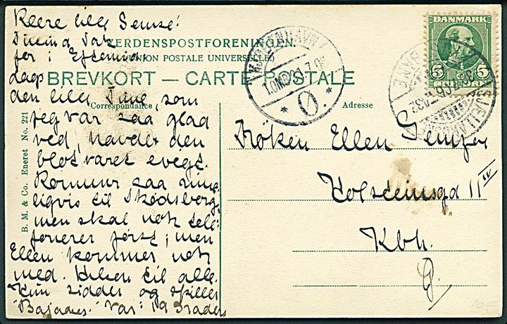 5 øre Chr. IX på brevkort (Eremitageslottet) annulleret med bureaustempel Sjællandske Kystbane T.432 d. 30.7.1906 til København.