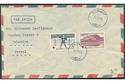 20+3 pen. og 30+5 pen. Røde Kors på luftpostbrev fra Bromarf d. 26.12.1960 til Nahariya, Israel.