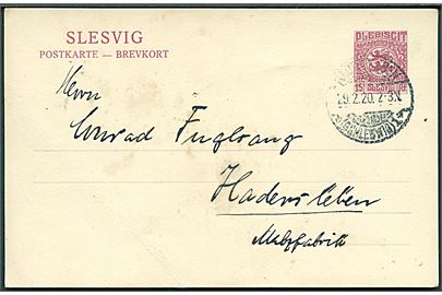 15 pfg. Fælles udg. helsagsbrevkort sendt lokalt i Hadersleben d. 192,21920. Uden meddelelse på bagsiden.