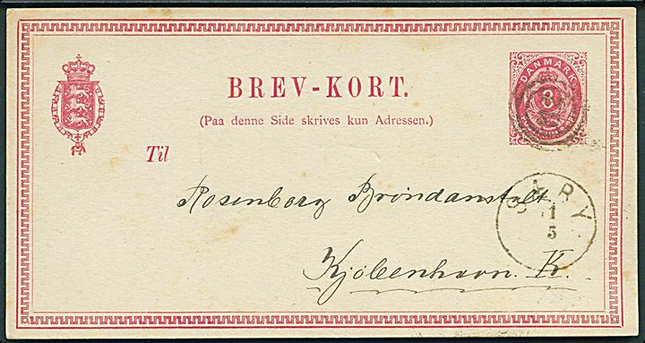 8 øre helsagsbrevkort annulleret med nr.stempel 112 og sidestemplet lapidar Sæby d. 11.5.1882 til Kjøbenhavn.