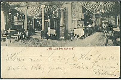Helsingør. Cafe La Promenade indvendig. J. M. no. 318. (Afrevet mærke). 