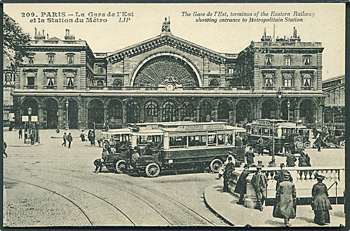 Paris. La Gare de 1'Est et la station du Métro. Men busser. No. 209. 