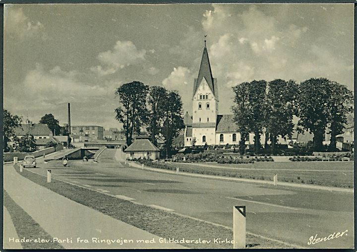 Haderslev. Parti fra Ringvejen med Gl. Haderslev Kirke. Stenders, Haderslev no. 1011 K. 