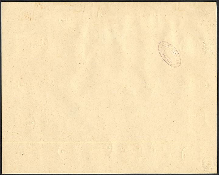Komplet sæt Fælles udg. på håndtegnet souvenir-ark “Genforening 1920” signeret FW og annulleret med Sonderburg **b d. 10.2.1920. Dekorativ.