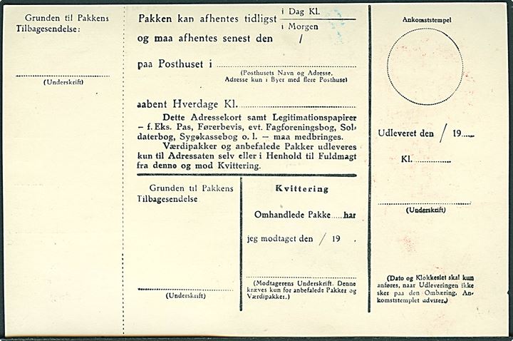 60 øre Firmafranko fra Politiken i København d. 8.4. 1940 på adressekort for avispakke til Holsteinsborg, Grønland. Indleveret direkte til Grønlands Styrelsen m. KGH-pakke reg.-etiket A886. Ikke fremsendt pga. Danmarks besættelse den følgende dag.