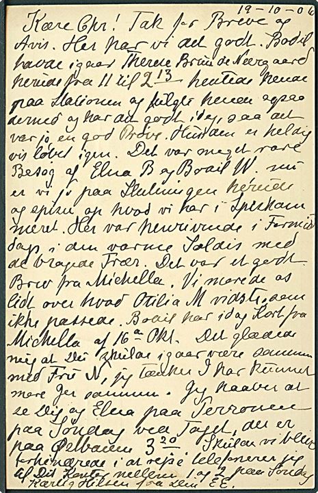 5 øre Chr. IX helsagsbrevkort annulleret m. tydeligt ovalt jernbanestempel ESPERGÆRDE / * D.S.B. * d. 19.10. 1906 til København. 