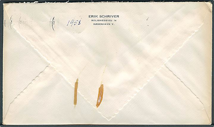 60 øre Sonne på brev annulleret med TMS “Europarådet 20 år 5. maj 1969” / København OMK. 8 d. 5.5.1969 til Odense. TMS kun benyttet 1 dag. Svag skjold i siderne.