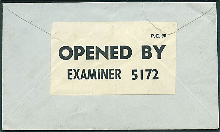 3d George VI single på Consignee’s Letter fra Liverpool påskrevet “Per steamer’s Mail / First Faroe Steamer” annulleret med “Paquebot” og sidestemplet Thorshavn d. 28.6.1941 til Thorshavn, Færøerne. Åbnet af britisk censur PC90/5172. Urent åbnet.