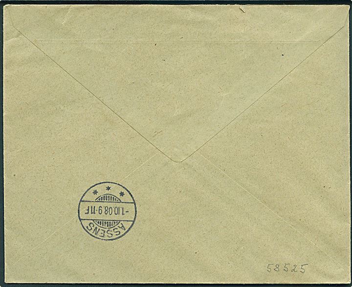 25 øre Chr. IX single på anbefalet brev fra Glamsbjerg d. 1.10.1908 til Assens. Pæn forsendelse.