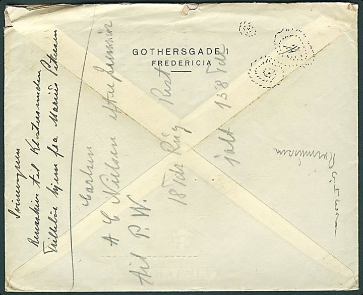 5 øre og 10 øre Bølgelinie på fortrykt brev fra Fredericia d. 16.8.1935 til Ringsted. Indeholder brev på fortrykt papir fra D.N.S.A.P. S.A. Ledelsen underskrevet Adjudant S. Hein og S.A. Befaling no. 9 af 2.8.1935. 
