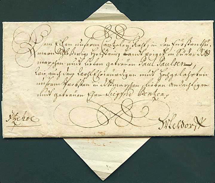 1706. Kongebrev, Frederik IV (1671-1730), dateret på Frederiksborg d. 6.9.1706 med storsegl og underskrift: “Friderichk” via Itzehoe til Meldorf i Dithmarschen.