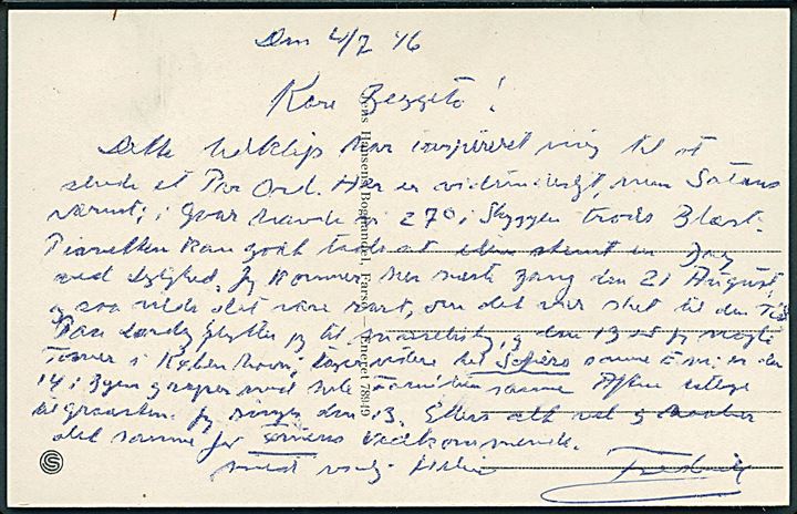 Brevkort (Kronprinseparrets Jagtgaard i Trend Storskov) dateret d. 21.7.1946 med privat hilsen underskrevet “Frederik”. Uden kuvert. 