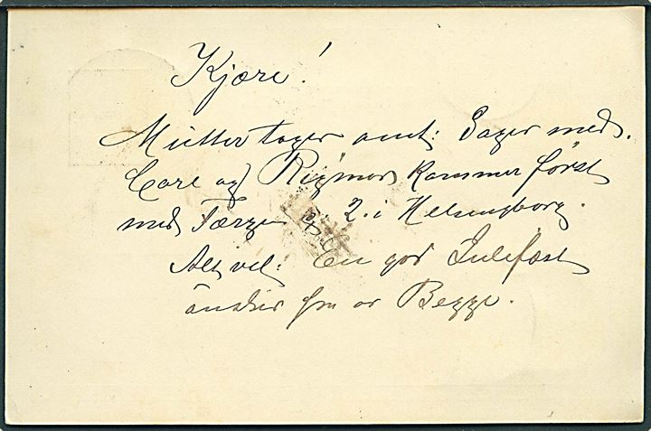 5 øre Våben helsagsbrevkort med Julemærke 1904 fra Fredensborg d. 24.12.1904 til Helsingborg, Sverige. God anvendelse på helsag til udlandet.