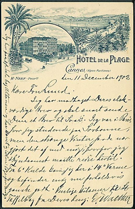 Cannes, (Alpes - Maritimes), Hotel De La Plage. H. Neef Prop're. 