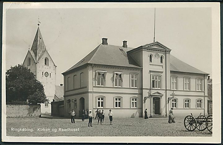 Ringkøbing. Kirken og Raadhuset. Stenders no. 081. 