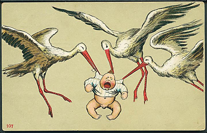 2 Storke og en grædende baby. No. 107. 