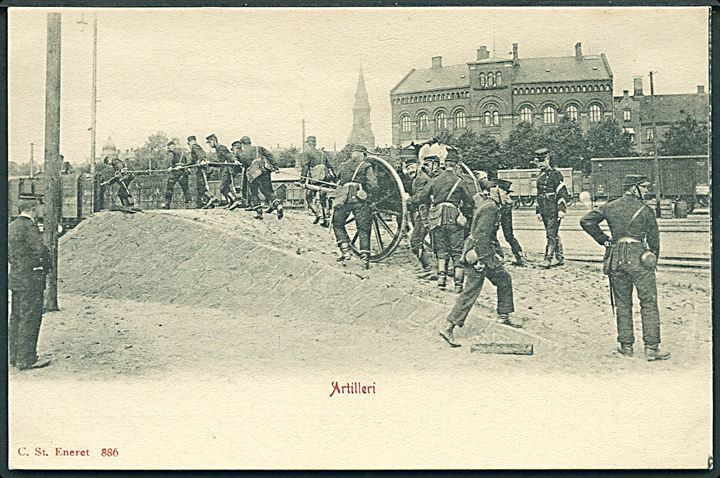Artilleri. Soldater ved Baneterræn. Stenders no. 886. 