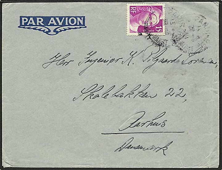 15 f. Marianne single på luftpostbrev fra Paris 1946 til Aarhus, Danmark.