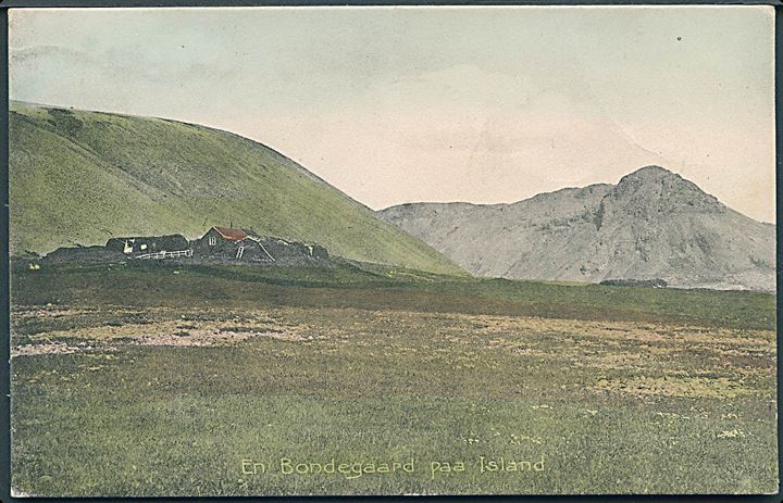 En Bondegaard paa Island. Stenders no. 10150. Brugt i Thorshavn 1909
