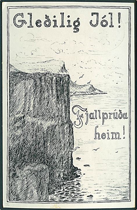 15 øre Karavel på brevkort (Tegnet julekort) annulleret med brotype IIIg Thorshavn d. 18.12.1932 (søndag) til Over Jersdal, Danmark. Brotype stempel hovedsaglig benyttet på søndage.