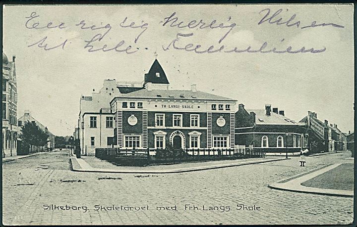 Silkeborg. Skoletorvet med Frk. Langs skole. H. C. M. no. 1022. 