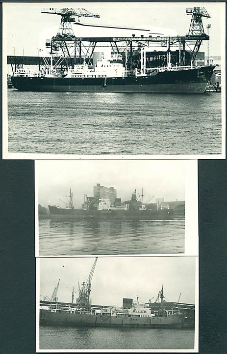Danske Handelsskibe.. Tre fotografier fra fotoarkiv. 