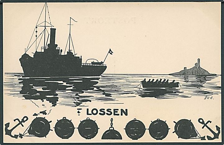 Dansk Marine. Marine-Siluetter serie I. U/no. “Lossen”. Kvalitet 8
