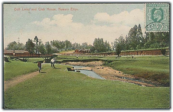 Ceylon, Nuwara Eliya, golfbanen og klubhuset. Plate no. 27. Kvalitet 7