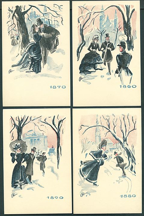 Preben von Pein: 4 stk postkort 1860 - 1890. Kunstforlag Norden u/no. 