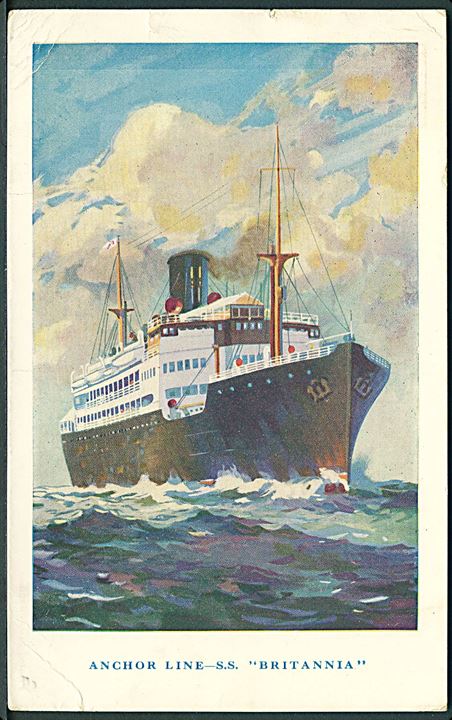 1½d George V på brevkort (Anchor Line S/S Britannia) dateret ved Port Said og annulleret med skibsstempel fra London F.S. / Paquebot Posted at Sea d. 12.12.1935 til England.