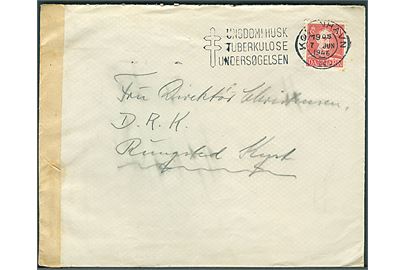 20 øre Chr. X på mystisk brev fra København d. 7.6.1946 til D.R.K. (Dansk Røde Kors) i Rungsted Kyst. Brevet lukket med neutral papirbanderole - muligvis censur. Uden afsender.
