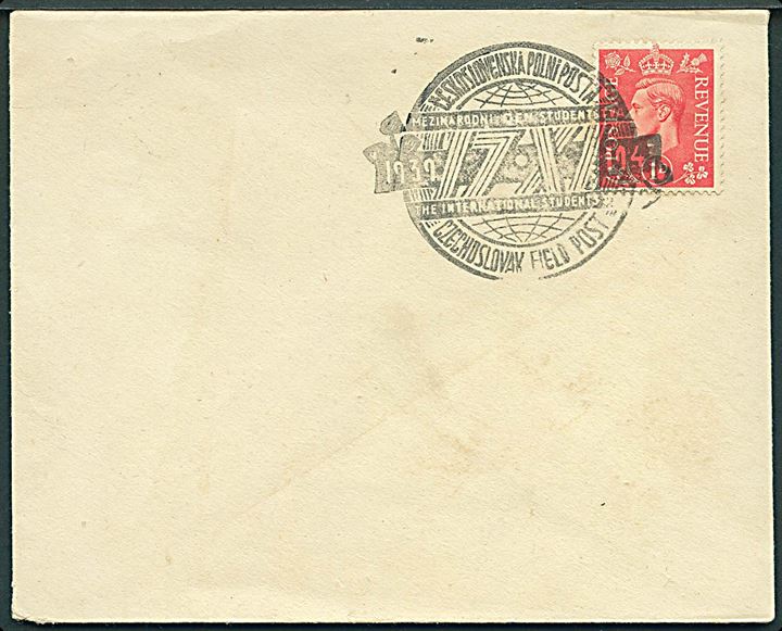1d George VI på uaddresseret kuvert annulleret med særstempel fra de tjekkiske eksilstyrker 1943.