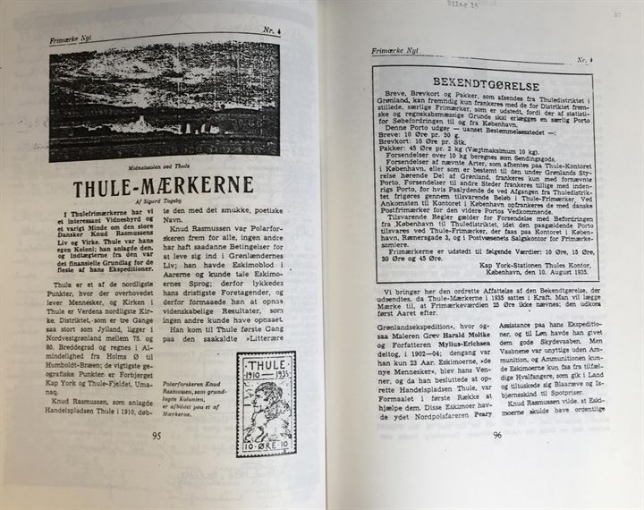 Thule, kildehæfte udgivet af De grønlandske Posthistorikere. 96 sider. Eftertragtet hæfte.