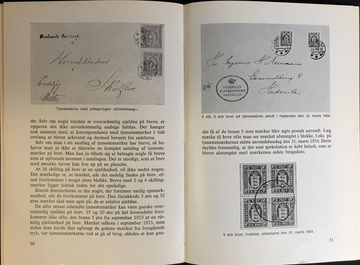 Om at samle danske Tjenestemærker af Jørgen Gotfredsen. Clausen's Filatelistiske Bibliotek. 52 sider.