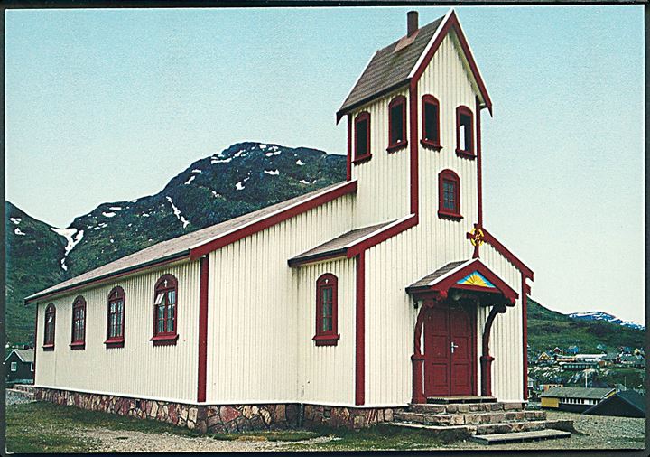Grønland. Kirken i Narssaq. KGH no. 188. På dansk og engelsk. Trykt af Dansk Kliche Fabrik. 