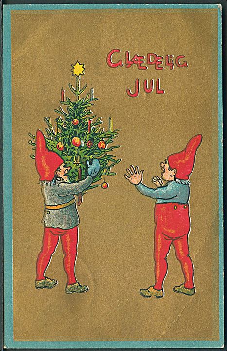 Glædelig Jul. Nisser med lille juletræ. Alex Vincents, serie 325/1. 