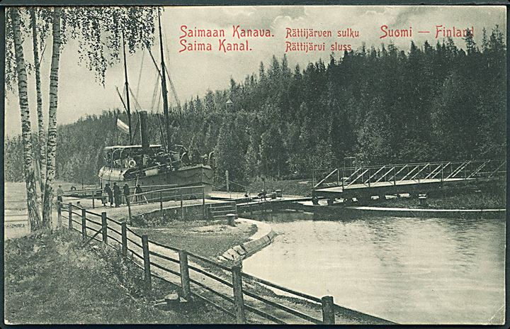 Finland. Dampskib ved Saima Kanal. Rättijärvi Sluss. Granbergs Konstindustri no. 35. 