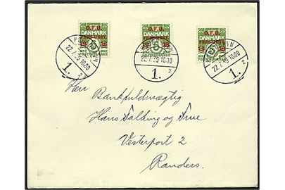5 øre DFU provisorium (3) på brev fra København d. 22.7.1939 til Randers.
